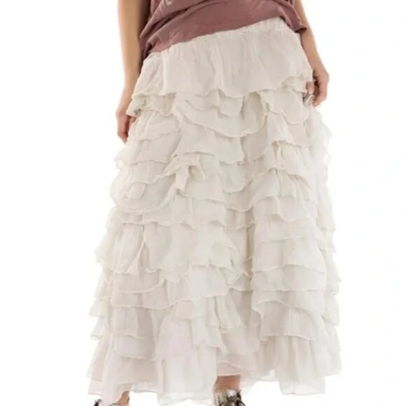Magnolia Pearl Cream A-Line Angelique ruffled Skirt - Picture 1 of 5